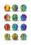 A set of multicolored balls in doodle design and shadow