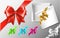 Set of multicolored bows with diagonally ribbons. Realistic vector collection