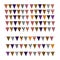 Set of multicolored flags with various geometric ornaments for decorating Halloween design