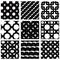 Set of multicolored grate seamless patterns with parallel ribbon