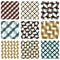 Set of multicolored grate seamless patterns with parallel ribbon