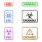 Set of multicolored grunge biohazard rubber rubber stamps, vector