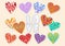 A set of multicolored grunge hearts for Valentine day design