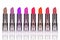 Set of multicolored lipsticks isolated on white background