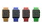 Set of multicolored modern smartwatch