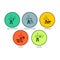 Set of multicolored round buttons Opportunity Seeker, Experience Architect, Rule Breaker,Producer