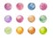 Set of multicolored round pearls, beads, watercolor illustration