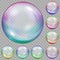 Set of multicolored transparent soap bubbles