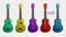 Set of multicolored ukulele realistic vector illustration. Acoustic Classical Ukulele Four Strings