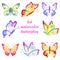 Set multicolored watercolor butterflies