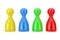 Set of Multicolour Board Game Pawn Figures Mockup. 3d Rendering