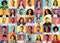 Set of multiethnic men and women portraits over colorful studio backgrounds, creative collage. Diverse society concept