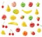 Set of multiple artificial plastic fruits and