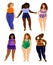 Set of multiracial plus size women models with different types o