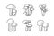 Set of mushroom icons vector. Illustration of boletus, chanterelles, honey mushrooms, champignons, aspen mushroom and russula