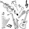 Set of Music Instruments - hand drawn in vector
