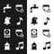 Set Music note, tone, Bell, Water tap, Calendar and clock, Hard disk drive HDD and with check mark icon. Vector