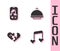 Set Music note, tone with hearts, Dating app online, Broken or divorce and Covered tray icon. Vector