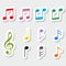 Set of music notes, color sticker design