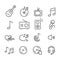 Set of music related icons set isolated. Modern outline on white background