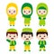 Set of Muslim kids Cartoon Character with various costume