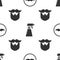 Set Mustache, Hairdresser pistol spray bottle and Mustache and beard on seamless pattern. Vector