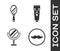 Set Mustache, Hand mirror, Round makeup mirror and Electrical hair clipper or shaver icon. Vector