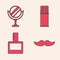 Set Mustache, Round makeup mirror, Shaving gel foam and Aftershave icon. Vector