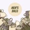 Set of muzhchky bags of color khaki for shop. Vector Illustration