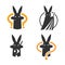 Set of mysterious magic rabbit logo or icon