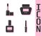 Set Nail file, Mascara brush, Nail polish bottle and Cream or lotion cosmetic tube icon. Vector