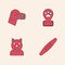 Set Nail file pet, Dog in muzzle, Location grooming and Cat icon. Vector