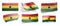 Set of the national flag of Ghana on a white background