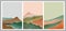 Set of Natural abstract mountain. Mid century modern minimalist art print