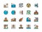 Set of Natural Disaster Flat Color Line Icons. Drought, Global Warming and more.