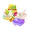 Set of natural organic hand made soap with olives vector illustration, body beauty care concept, nature cosmetics aroma