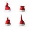 Set of Naturalistic 3D version of Santa Claus hat. Vector Illustration