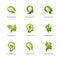 Set of Nature Brain Logo Design Concept, Brain Mind with Leaf Logo - Vector Illustration - Vector