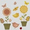 Set of nature textile stickers