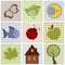 Set of nature textile stickers