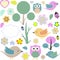 Set of nature textile stickers. vector