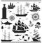 Set of nautical design elements