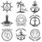 Set of nautical emblems on white background. Design ele