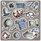 Set of Nautical vector cartoon stickers