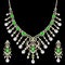 set of necklace and earrings, wedding female diamond and emerald