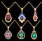 set of necklace pendants jewelry made of precious s