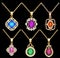 set of necklace pendants jewelry made of precious s