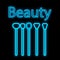 Set of neon brushes on a black matte background. brushes for makeup, creating a new image, makeup artist tools. icon, sign for a