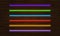 A set of neon brushes. Set of colorful light objects on a dark tree background