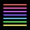 Set of neon lights brushes. Vector multicolor laser tubes collection. 10 eps. For design, illustrati Multicolor neon brushes set.